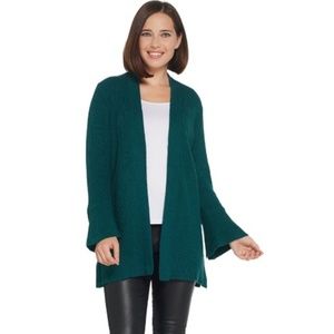Green Cardigan H by Halston Tulip Sleeve QVC